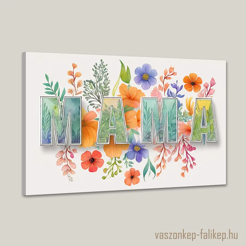 0103-mama-viragok-4 Ez a különleges falikép MAMA felirattal és színes virágokkal remek ajándék lehet Nagymamának, nagyinak, anyák napjára.