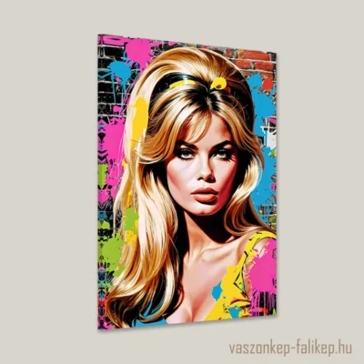 Ez a vibráló vászonkép Brigitte Bardot ikonikus szépségét örökíti meg Pop Art stílusban, amely merész színekkel és modern esztétikával kelti életre a híres színésznőt.