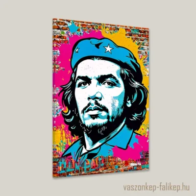 Ez a lenyűgöző vászonkép Che Guevara ikonikus portréját ábrázolja Pop Art stílusban