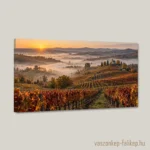 Ködös szüret hajnala vászonkép – meleg színek